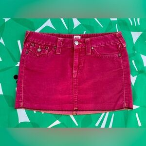 True Religion Sz 30 Corduroy Magenta Mini Skirt